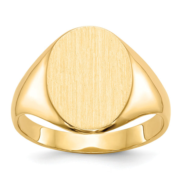 14KT Yellow Gold 14X10MM Closed Back Signet Ring; Size 6.7
