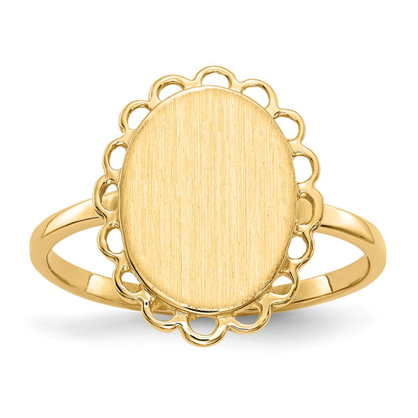 14KT Yellow Gold 12X9MM Signet Ring; Size 6