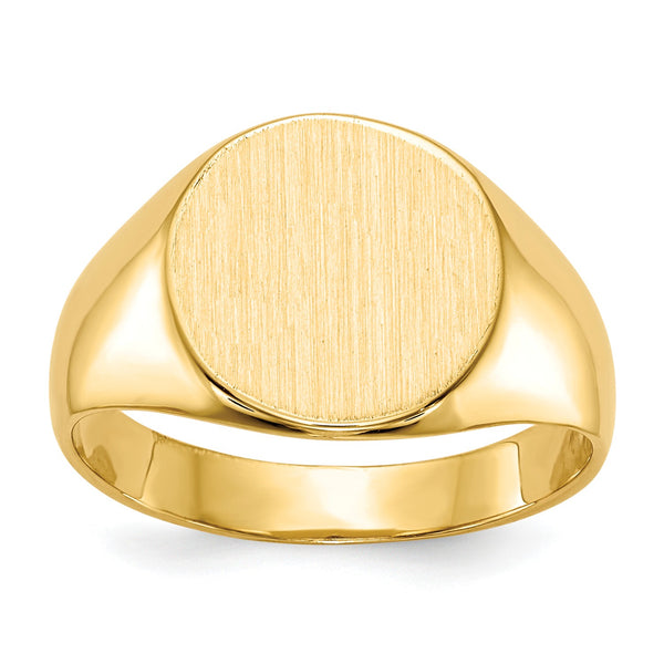 14KT Yellow Gold 10.5X11MM Closed Back Signet Ring; Size 6