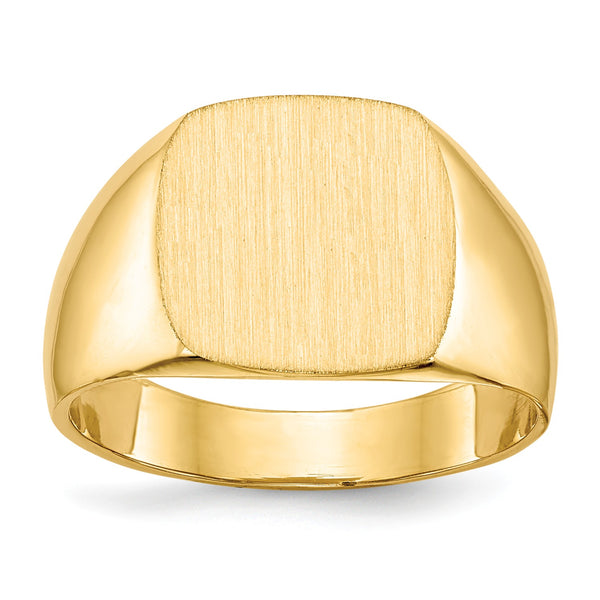 14KT Yellow Gold 12X13MM Closed Back Signet Ring; Size 9