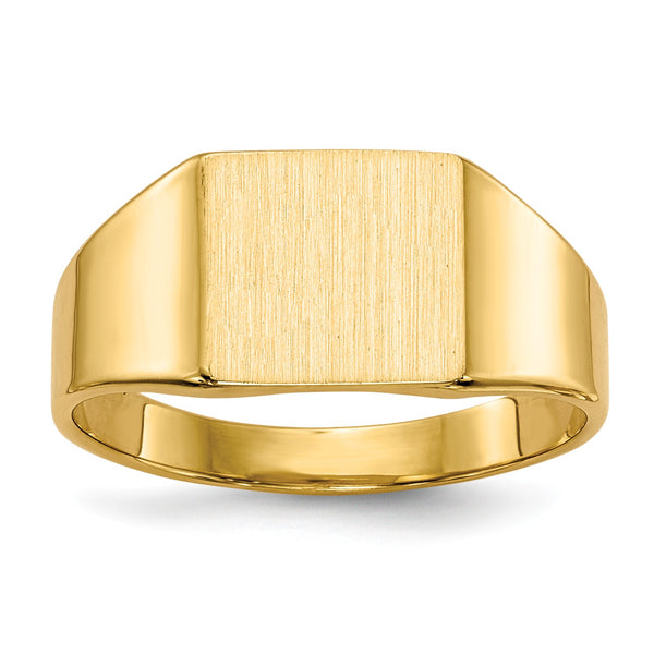 14KT Yellow Gold 8X8.5MM Closed Back Signet Ring; Size 5