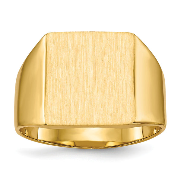 14KT Yellow Gold 13X12MM Closed Back Signet Ring; Size 8.5