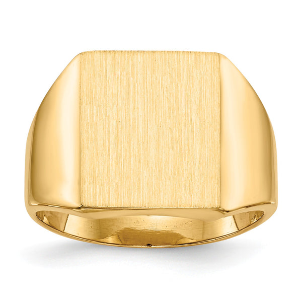 14KT Yellow Gold 15X14MM Closed Back Signet Ring; Size 10