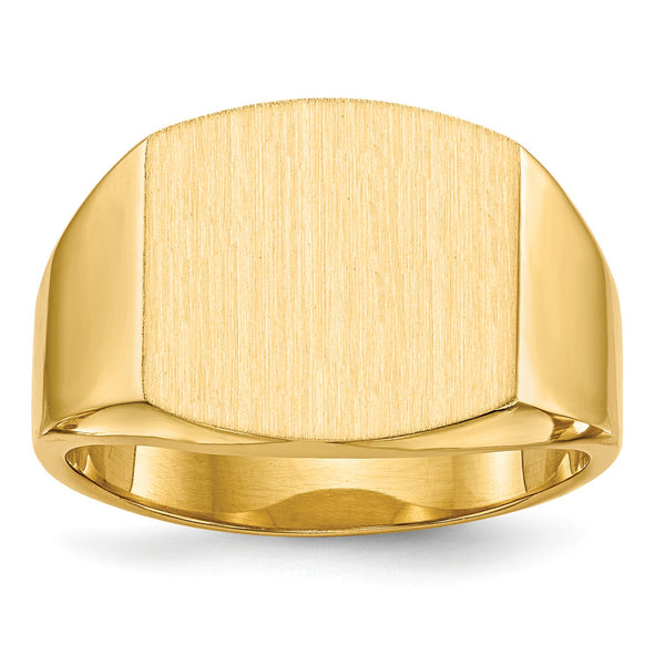 14KT Yellow Gold 13.5X14.5MM Closed Back Signet Ring; Size 10