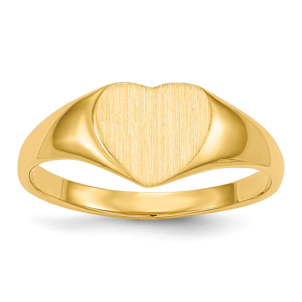 14KT Yellow Gold 7.5X8.5MM Heart Signet Ring; Size 6