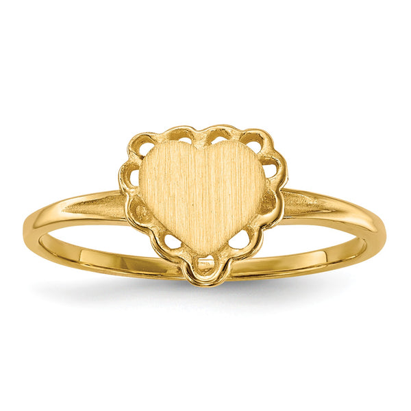 14KT Yellow Gold 6X6.5MM Heart Signet Ring; Size 6