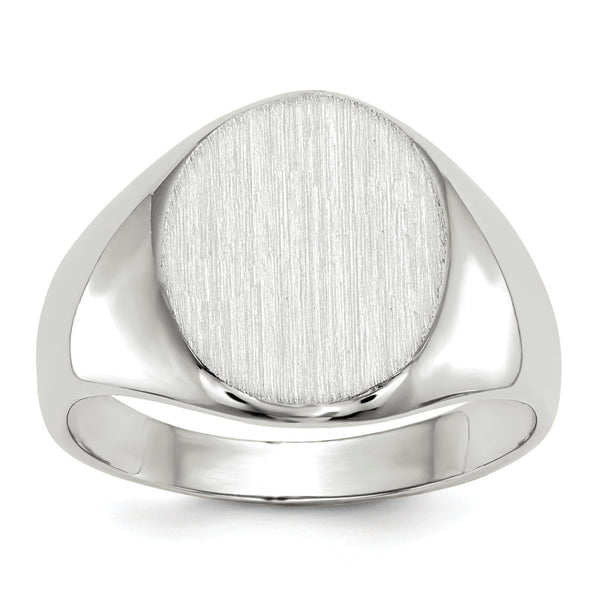 14KT White Gold 11.5X10MM Closed Back Signet Ring; Size 6