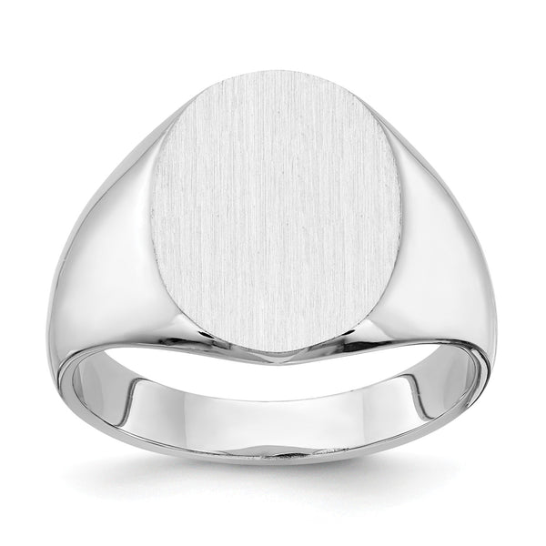 14KT White Gold 15X12.5MM Closed Back Signet Ring; Size 9