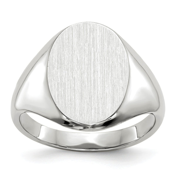14KT White Gold 12X8MM Signet Ring; Size 6