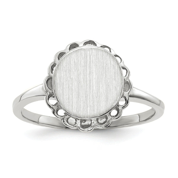 14KT White Gold 9X8.5MM Signet Ring; Size 6