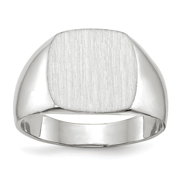 14KT White Gold 12.5X13MM Closed Back Signet Ring; Size 9