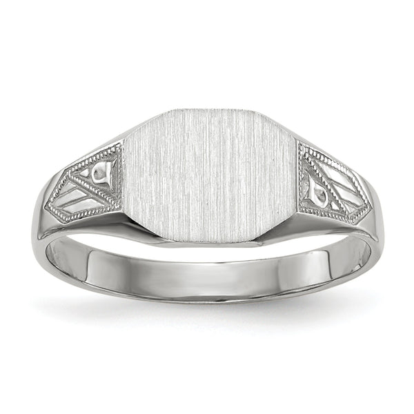 14KT White Gold 7X9MM Closed Back Signet Ring; Size 6