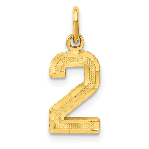 14ky Casted Small Diamond Cut Number 2 Charm