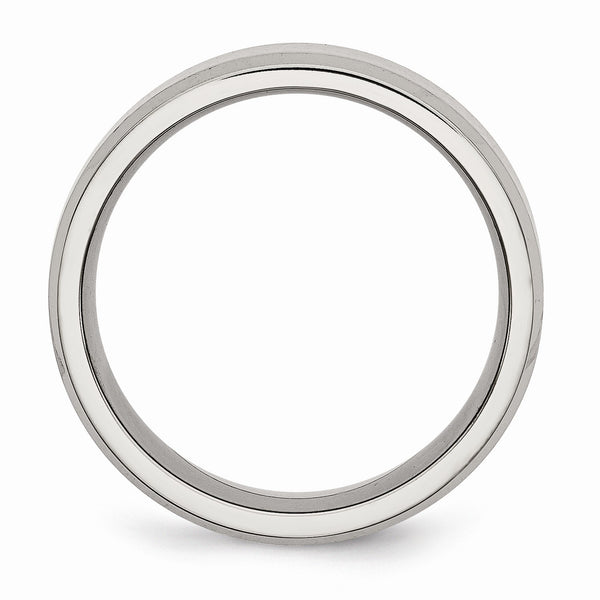 Stainless Steel Flat Beveled Edge 8MM Brushed and Polished Band