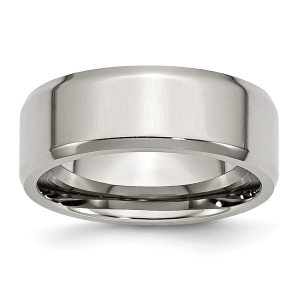 Stainless Steel Beveled Edge 8MM Polished Band