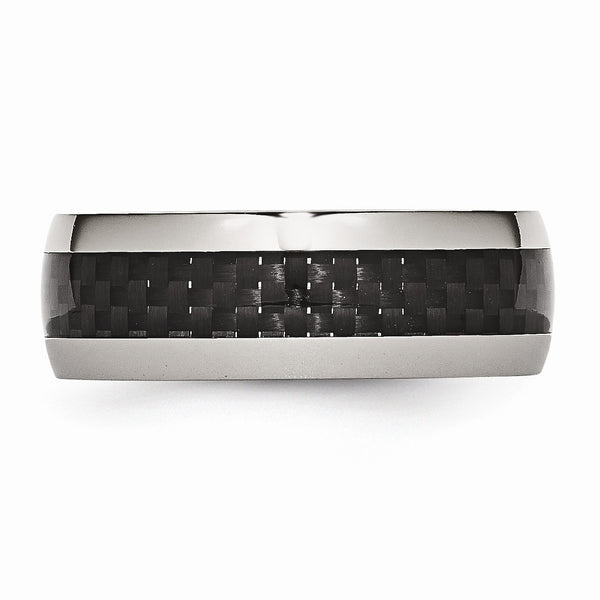Stainless Steel Polished w/ Black Carbon Fiber 8mm Band