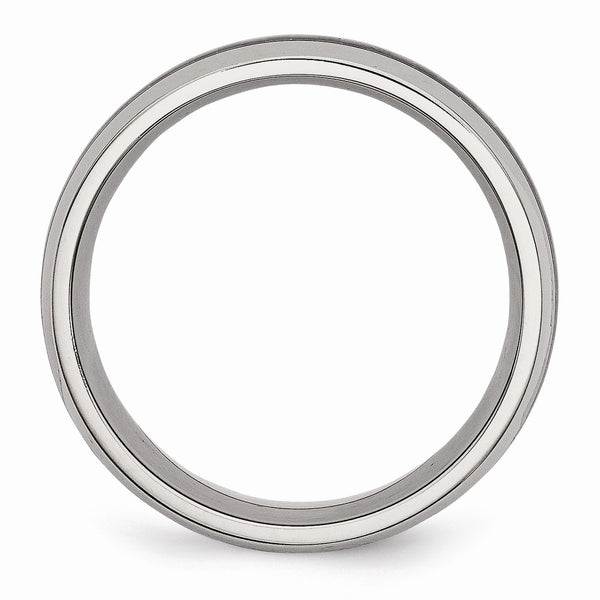 Stainless Steel Polished w/ Black Carbon Fiber Inlay 8mm Band