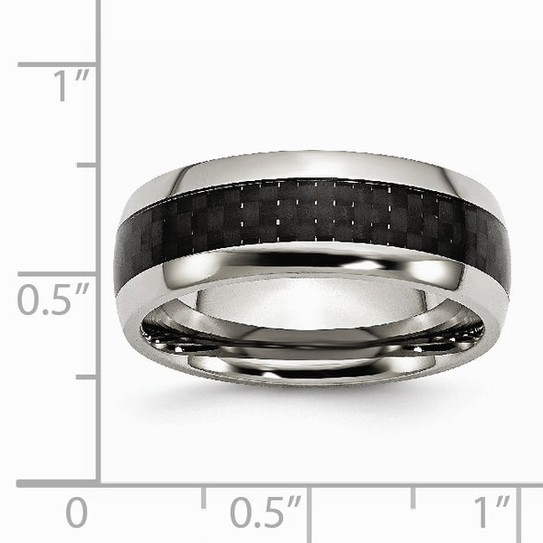 Stainless Steel and Black Carbon Fiber 8mm Polished Band