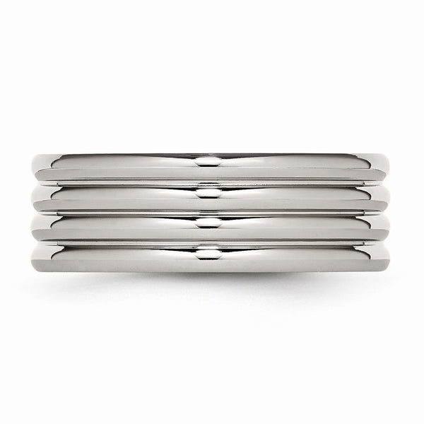 Stainless Steel Grooved 8mm Polished Band
