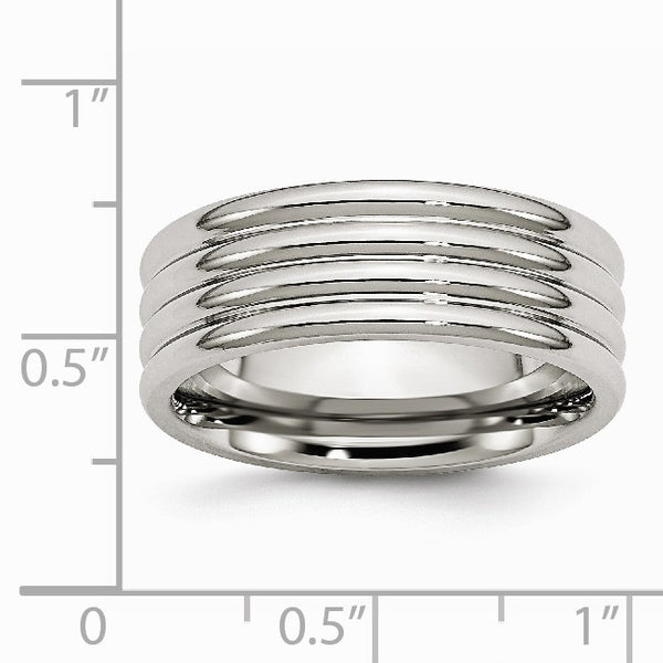 Stainless Steel Grooved 8mm Polished Band