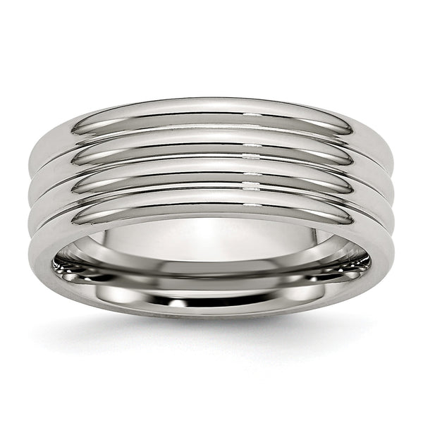 Stainless Steel Grooved 8mm Polished Band
