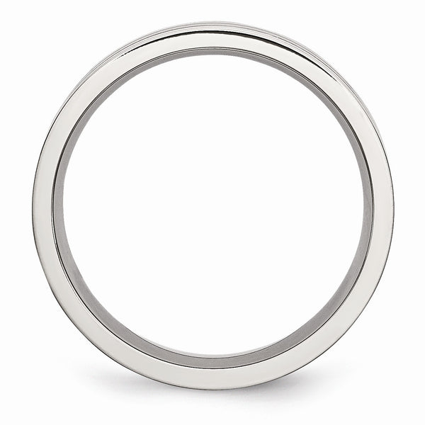 Stainless Steel Grooved 6MM Satin and Polished Band
