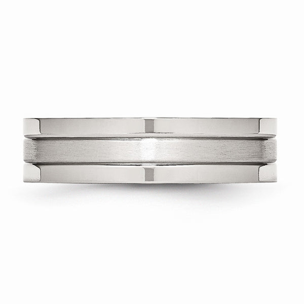 Stainless Steel Grooved 6mm Satin and Polished Band