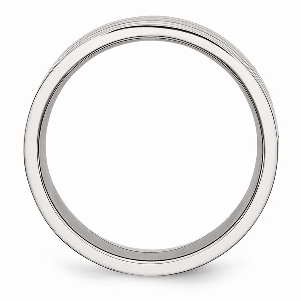 Stainless Steel Grooved 8mm Satin and Polished Band
