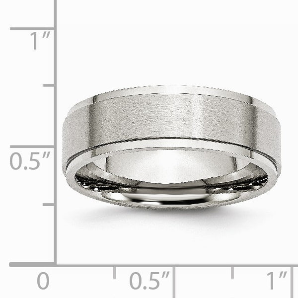 Stainless Steel Ridged Edge 7mm Brushed and Polished Band