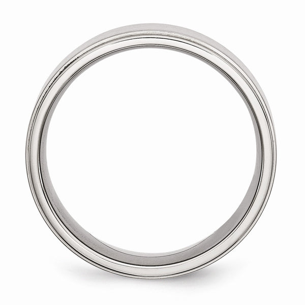 Stainless Steel Ridged Edge 8mm Brushed and Polished Band
