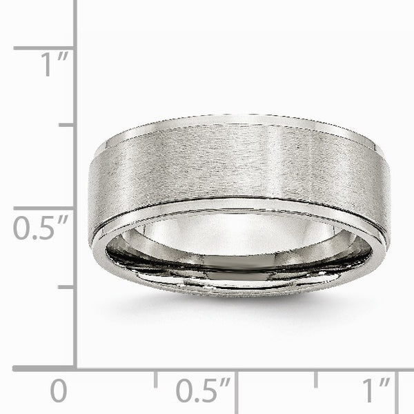 Stainless Steel Ridged Edge 8mm Brushed and Polished Band