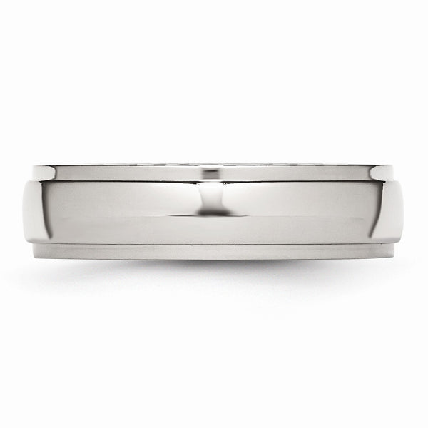 Stainless Steel Ridged Edge 6mm Polished Band