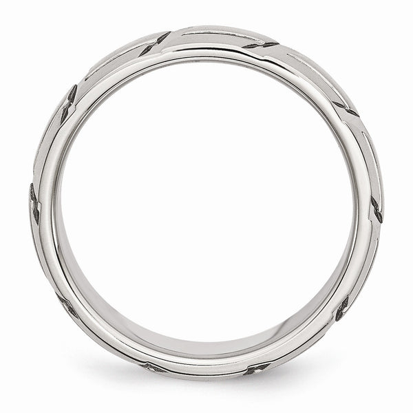 Stainless Steel Grooved 8MM Brushed and Polished Band