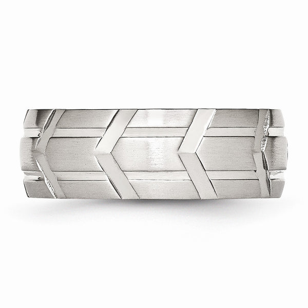 Stainless Steel Grooved 8MM Brushed and Polished Band