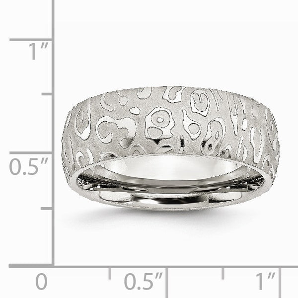 Stainless Steel Brushed & Polished Textured 8mm Band