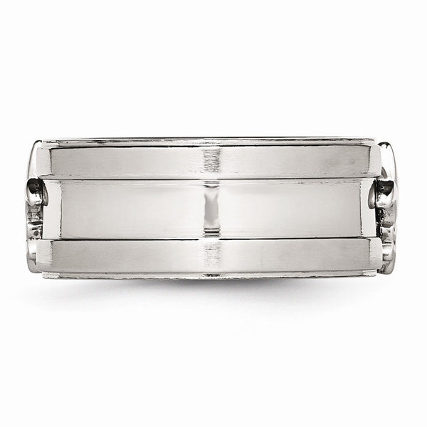Stainless Steel Fleur de lis 10mm Brushed & Polished Band