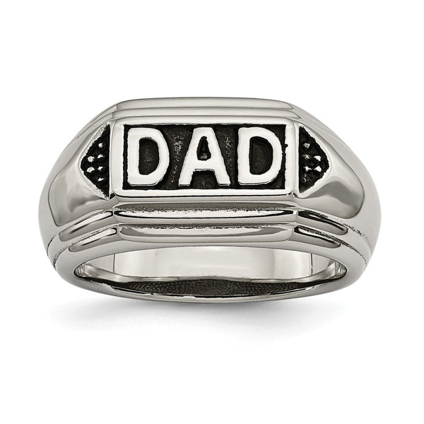 Stainless Steel Black Enamel Polished Dad Band
