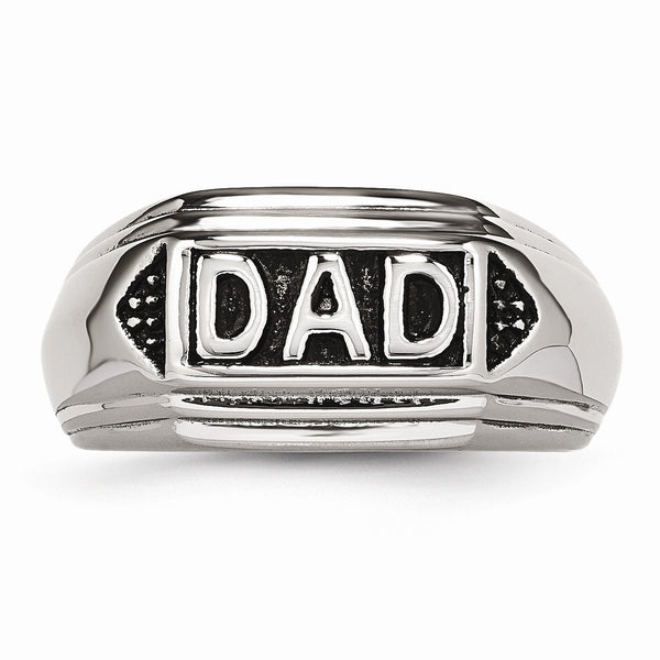 Stainless Steel Black Enamel Polished Dad Band