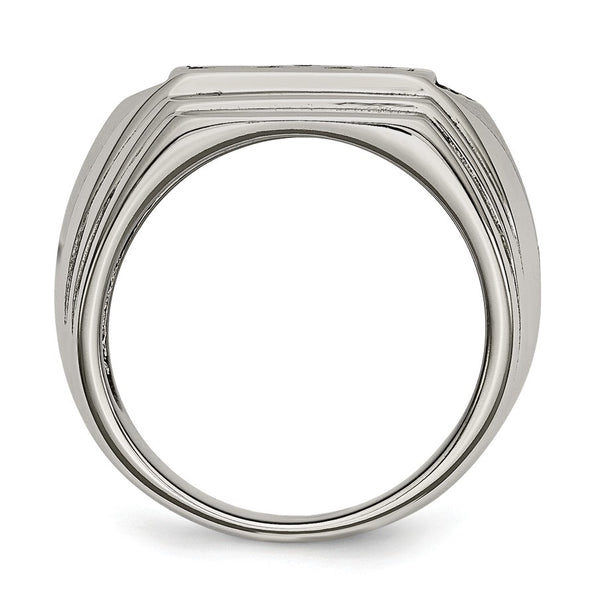 Stainless Steel Black Enamel Polished Dad Band