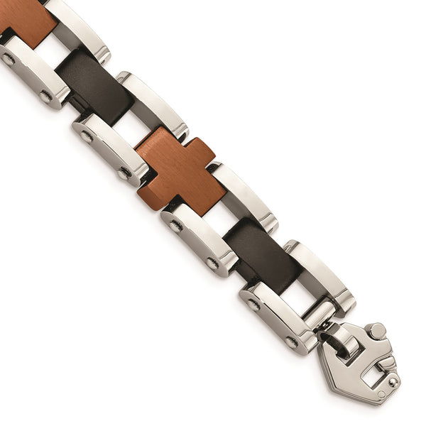 Stainless Steel Brown & Black IP-Plated 8.75" Bracelet