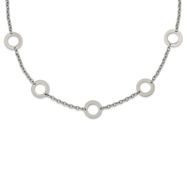 Stainless Steel Polished Circles 26in Necklace