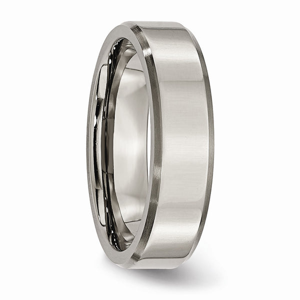 Titanium Beveled Edge 6mm Brushed and Polished Band