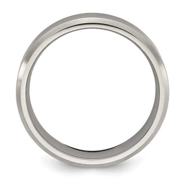 Titanium Beveled Edge 6mm Brushed and Polished Band