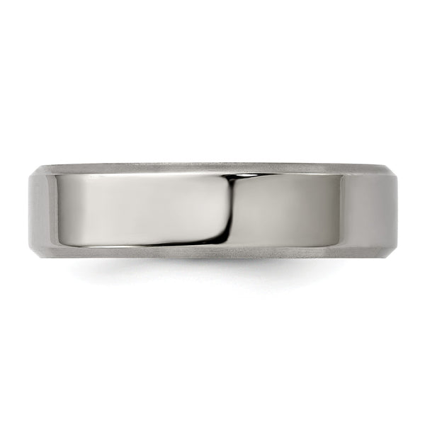 Titanium Beveled Edge 6mm Brushed and Polished Band