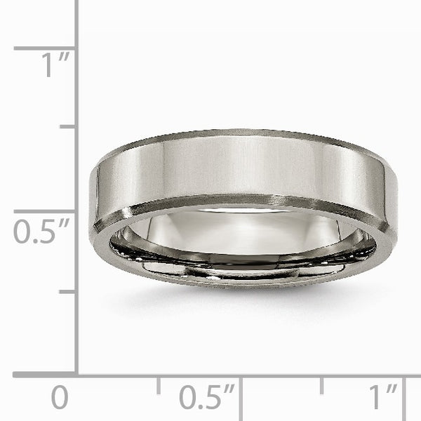 Titanium Beveled Edge 6mm Brushed and Polished Band