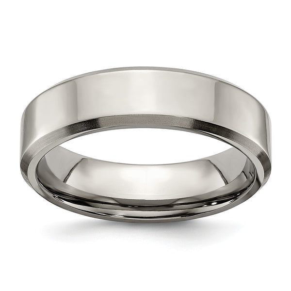 Titanium Beveled Edge 6mm Brushed and Polished Band