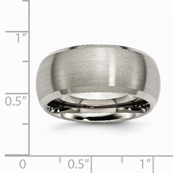 Titanium Beveled Edge 10mm Satin and Polished Band