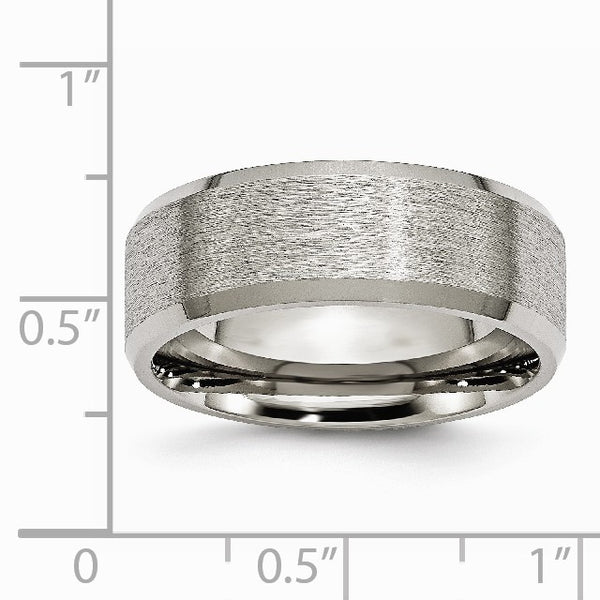 Titanium Beveled Edge 8mm Satin and Brushed Band
