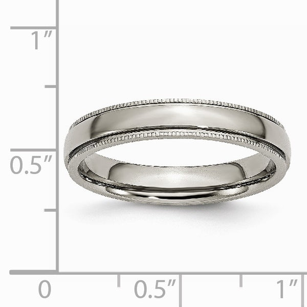 Titanium Grooved and Beaded Edge 4mm Polished Band