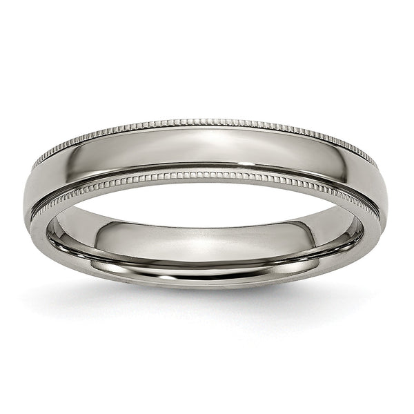 Titanium Grooved and Beaded Edge 4mm Polished Band